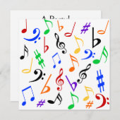 Muzieknoten  Uitnodiging - Multi (Voorkant / Achterkant)