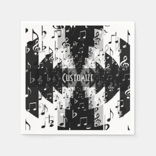 Muzieknoten van de Black & White Echo Napkins Servetten