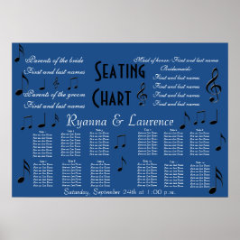 Muzieknoten van de weddenschapenkaart iets blauw poster