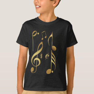 Muzieknoten van metalen goud t-shirt