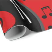 muzieknoten Vinyl Record Hart Rood Cadeaupapier (Rol Hoek)