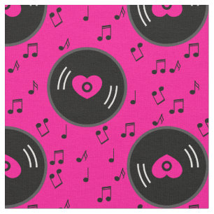 muzieknoten Vinyl Record Hart Roze Stof