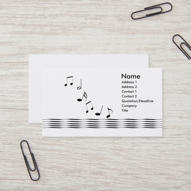 Muzieknoten Visitekaartje (Voorkant / Achterkant in situ)