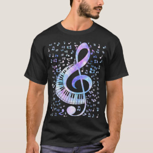Muzieknoten voor kleurstofretro t-shirt