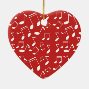 Muzieknoten wit keramisch ornament