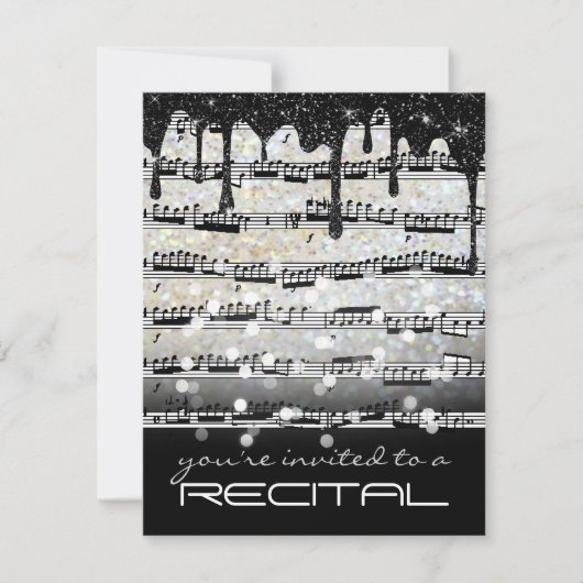muzieknoten zwart en wit recital kaart (Voorkant)