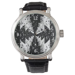 Muzieknoten zwart-wit en witte echo horloge