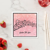 Muzieknoten zwarte roze glitter Sparkle personalis Servet (Insitu)