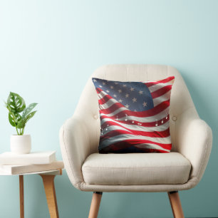 Muzieknoten zwevend op een Amerikaanse vlag Kussen
