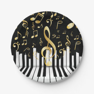 Muzieknotitie Luxe gouden pianotoetsen Papieren Bordje