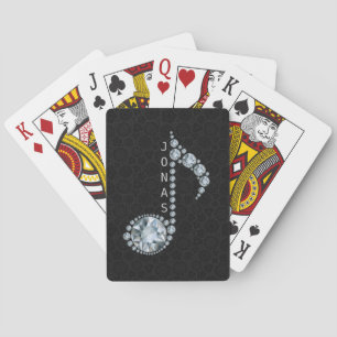 Muzieknotitie met monogram speelkaarten