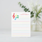 Muzieknotitie Muzikant Leraar Dankjewel Kaart (Staand voorkant)