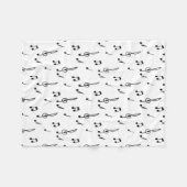 muzieknotitie Pattern Music Theme Treble Clef Fleece Deken (Voorkant (Horizontaal))