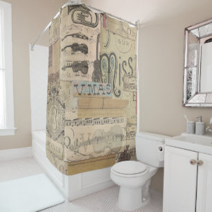 Muzieknotitie Shower Curtain Guitar Tuba Violin pi Douchegordijn