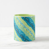 Muzieknotitie strepen groen en blauw mok (Midden)