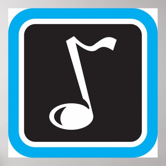 Muzieknotitie vet minimalistisch muzikaal symbool poster (Voorkant)