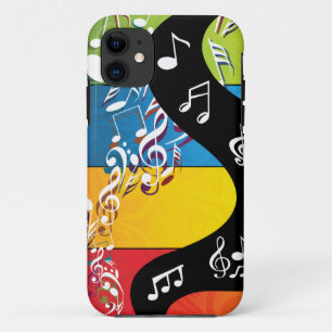 Muzieknotitie zwaait in kleur iPhone 11 hoesje