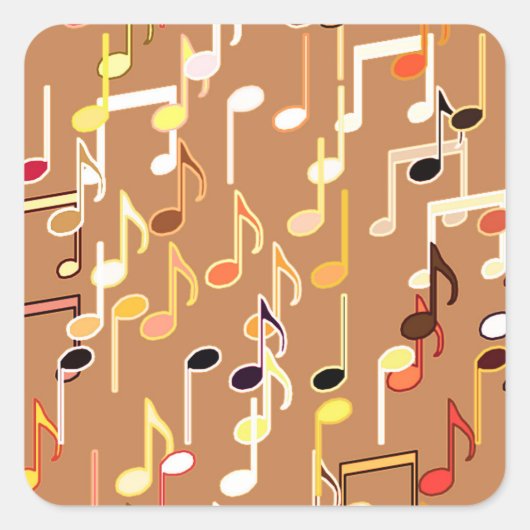 Muzieknotities — Caramel Tan, Multi Vierkante Sticker (Voorkant)