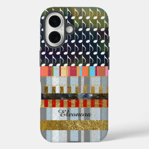 muzieknotities en strepen patroonkoel iPhone 16 hoesje