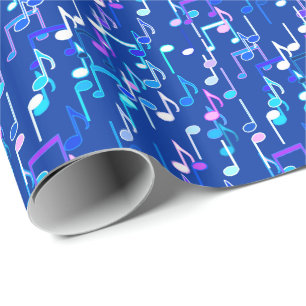 Muzieknotities — indigo blauw, multi cadeaupapier