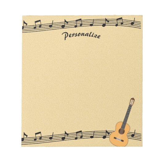 Muzieknotities op blad Muziek & gitaar personalise Notitieblok (Voorkant)