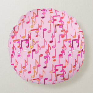 Muzieknotities — roze, multi rond kussen
