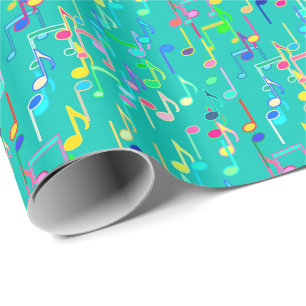 Muzieknotities — turkooizen, multi cadeaupapier