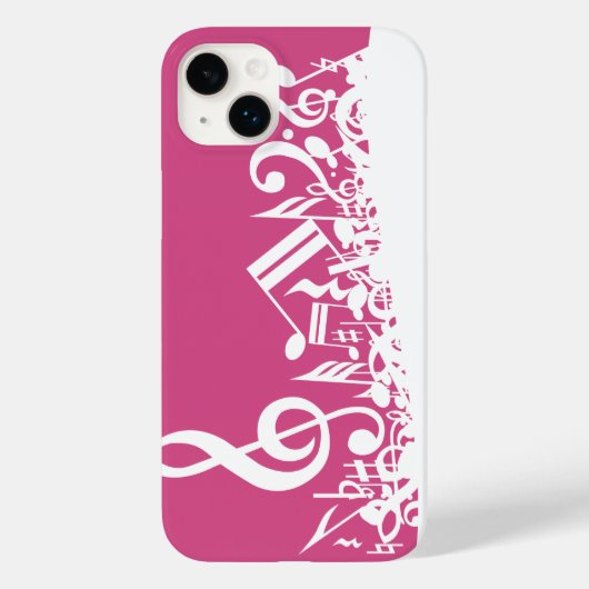 Muzieknotities warm roze en wit Case-Mate iPhone case (Achterkant)