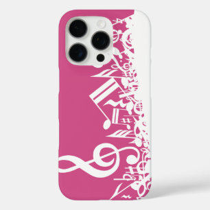 Muzieknotities warm roze en wit iPhone 16 pro hoesje