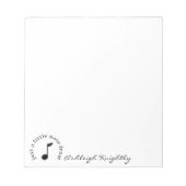 Muzieknotitiescript naam zwart wit gepersonaliseer notitieblok (Voorkant)