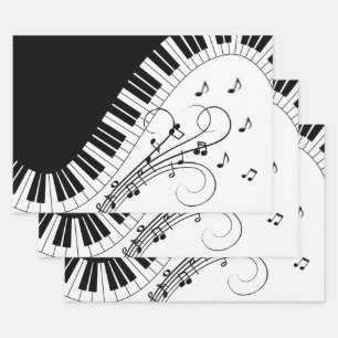 Muziekontwerp voor piano-toetsenbord inpakpapier vel