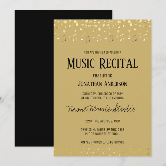 Muziekoverweging Elegant Gold Note Confetti Kaart (Voorkant / Achterkant)