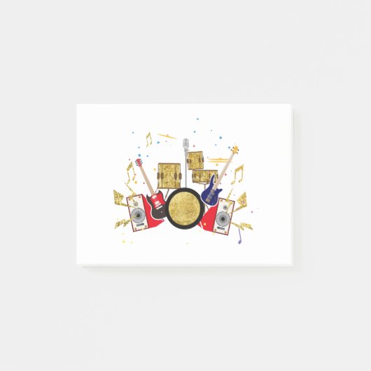muziekparty guitar drum set musical post-it® notes (Voorkant)