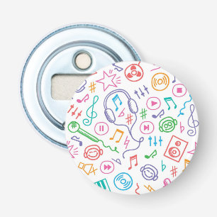 Muziekpatroon Button Flesopener