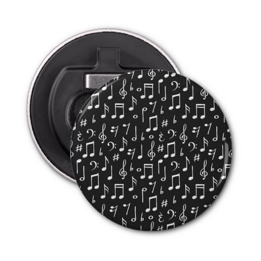 Muziekpatroon Button Flesopener (Voorkant)