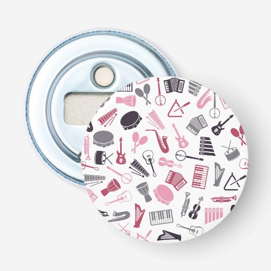 Muziekpatroon Button Flesopener (Voorkant)
