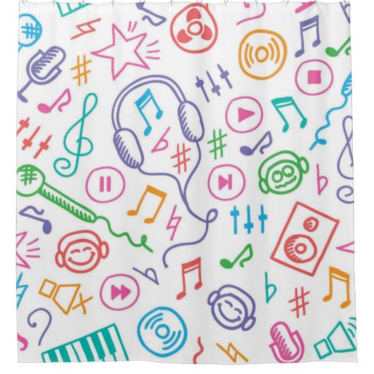 Muziekpatroon Douchegordijn (Voorkant)