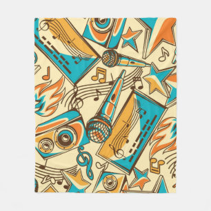 Muziekpatroon Fleece Deken