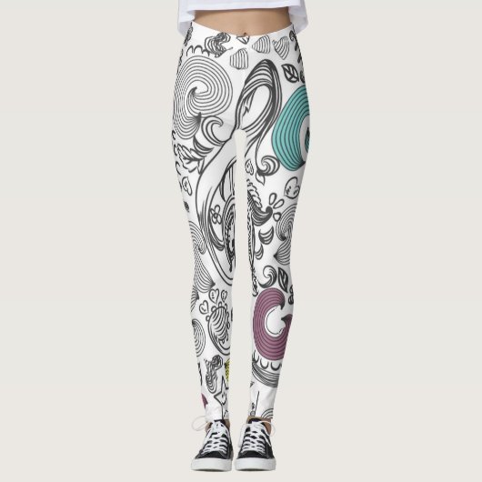 Muziekpatroon Leggings (Voorkant)