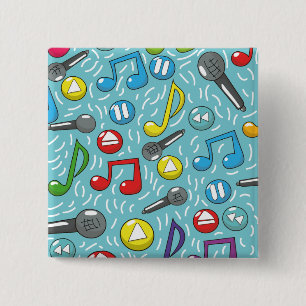 Muziekpatroon Vierkante Button 5,1 Cm