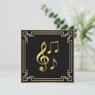 Muziekpictogrammen, goud op zwart, kaart
