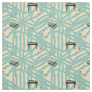 Muziekretro Organrecorder Patroon Graffiti Fabric Stof