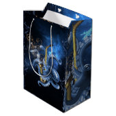 Muzieksaxofone met octopus medium cadeauzakje (Achterkant Gekanteld)