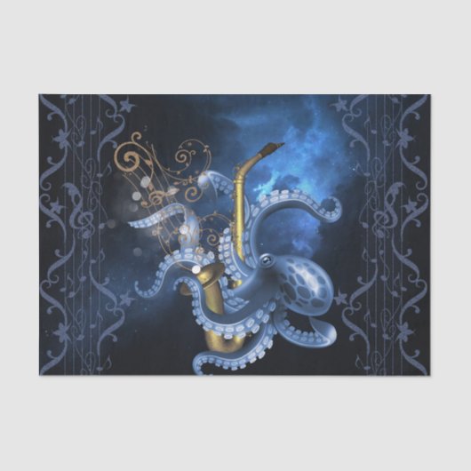 Muzieksaxofone met octopus tissuepapier (Voorkant)