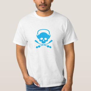 Muziekschedel - blauw t-shirt