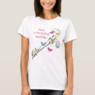 Muziekscore met kleurrijke Butterflies T-shirt