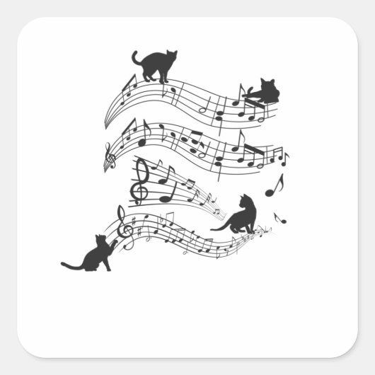 Muziekscore muzieknoten keuken vierkante sticker (Voorkant)