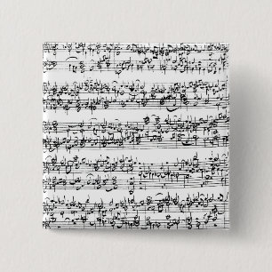Muziekscore van Johann Sebastian Bach Vierkante Button 5,1 Cm