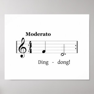 Muziekscore voor deurbelgeluid Humoristische Welko Poster
