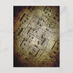 Muziekscore voor oude vellen, grijze muzieknoten briefkaart